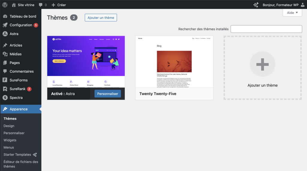 themes installes